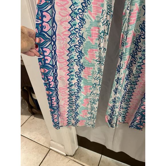 Lilly Pulitzer Pink Blue Say My Name Bal Harbour Palazzo Pants Sz M - Picture 2 of 7
